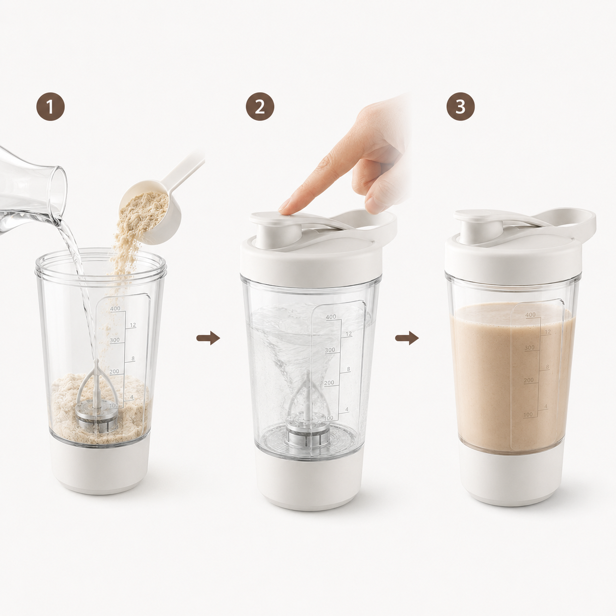 400ML 14Oz Electric Protein Powder Mixing Cup Automatic Shaker Mixer Shake Bottle Milk Coffee Blender Kettle Fro Gym 1200Mah