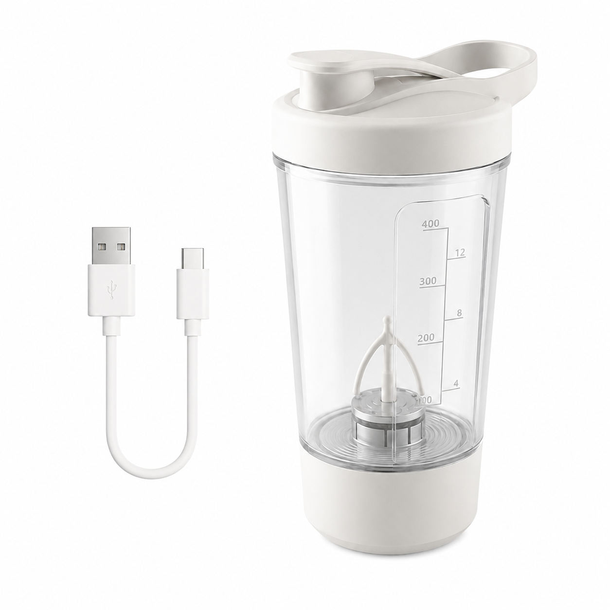400ML 14Oz Electric Protein Powder Mixing Cup Automatic Shaker Mixer Shake Bottle Milk Coffee Blender Kettle Fro Gym 1200Mah