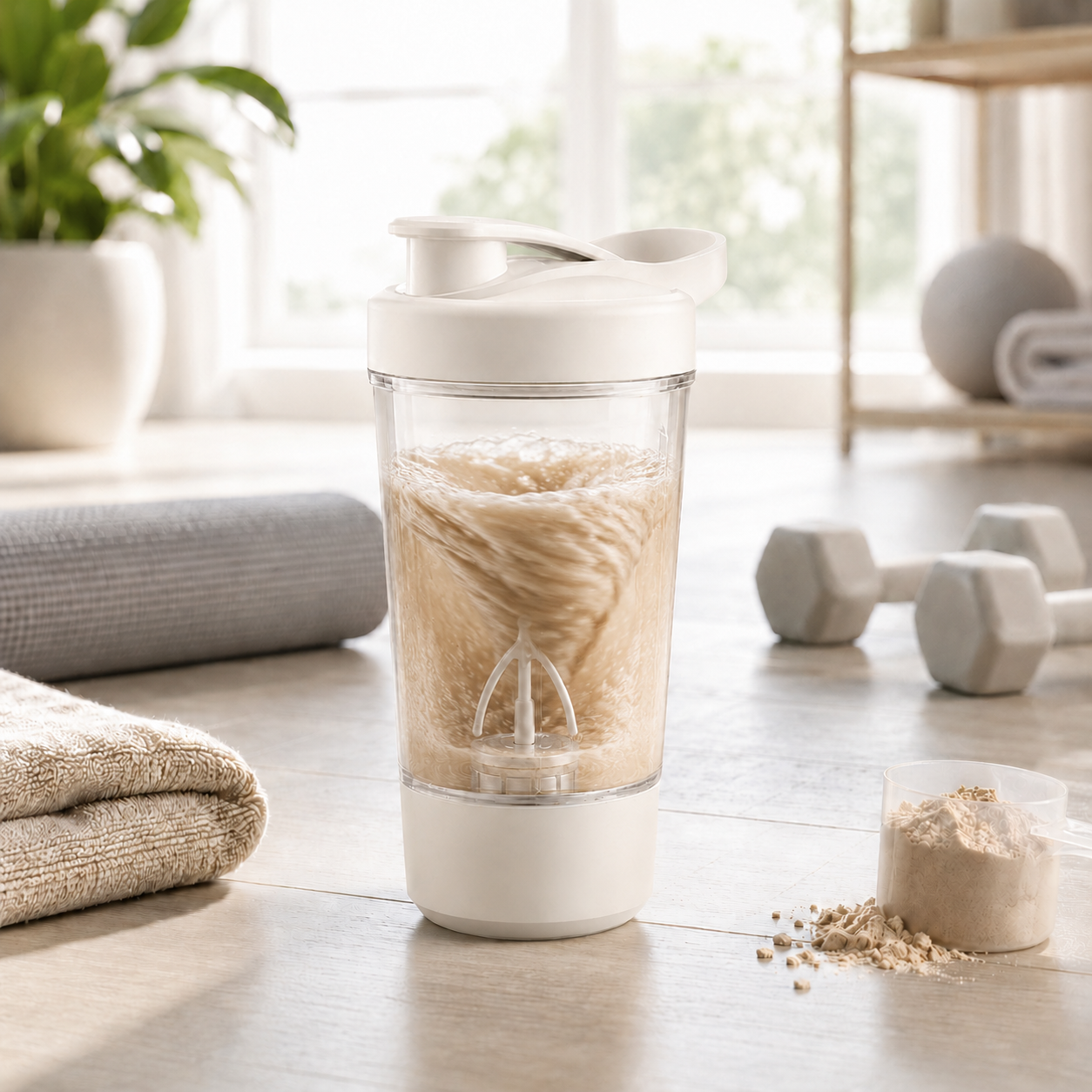 400ML 14Oz Electric Protein Powder Mixing Cup Automatic Shaker Mixer Shake Bottle Milk Coffee Blender Kettle Fro Gym 1200Mah